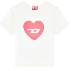 Diesel Womens/Ladies Heart Logo T-Shirt / White
